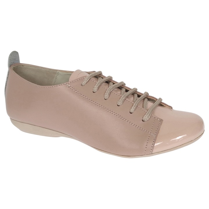 Pantofi dama casual din piele naturala cu varf lac 200621, Bej