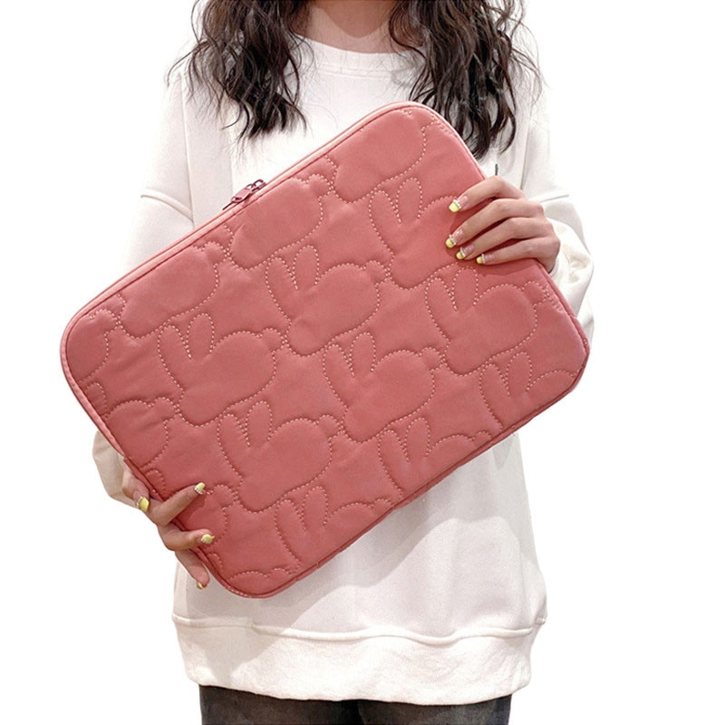 Geanta interioara laptop nylon 35.5x26.5x2cm rosu broderie iepure