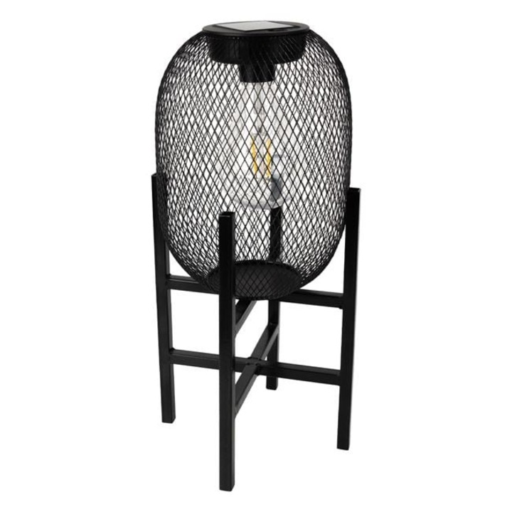 ANTBRO® Fekete Hálós Asztali Napelemes Lámpa Izzóval, 15x36 cm – Hatékony és Elegáns Kültéri Dekoratív Világítás