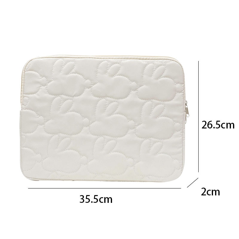 Geanta interioara pentru laptop, 35.5x26.5x2cm, nylon, capacitate mare, broderie iepure alb