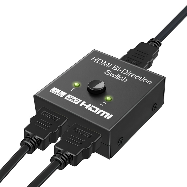 Switch HDMI, TREXORA, bidirectional, 4K, 60Hz, negru