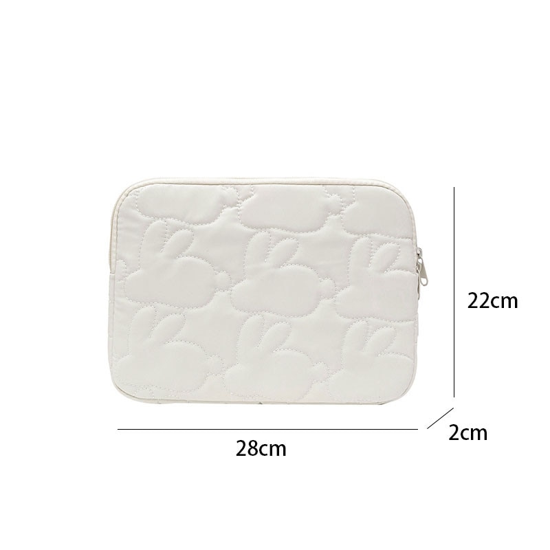 Geanta interioara pentru laptop, nylon, 28x22x2cm, capacitate pentru iPad, broderie iepure alb