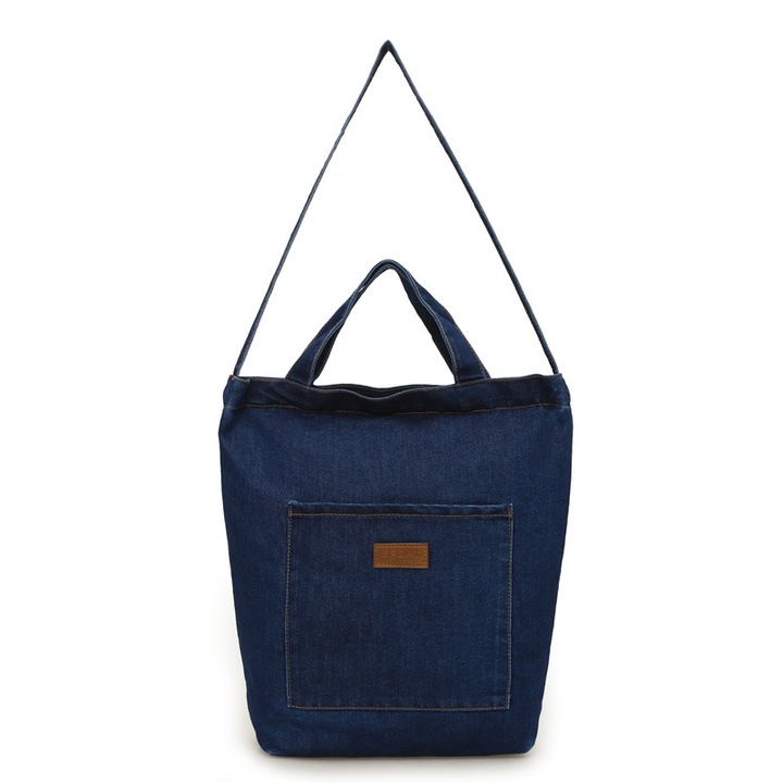 Geanta casual pentru dame, denim, albastru inchis, 35.5x37.5x5.8cm
