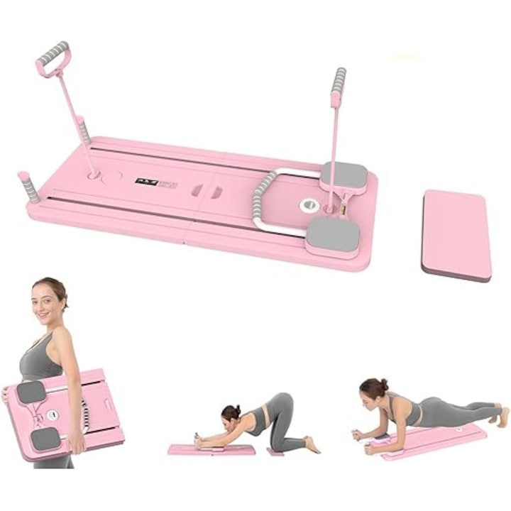 Echipament pliabil Pilates multifunctional, suport antiderapant, negru, 15x1x6.5cm