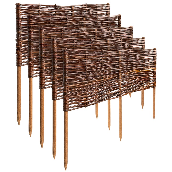 Set 5 Garduri din Rachita Creative Home | 60 x 30 cm (+/- 1 cm) | Ideal pentru delimitarea straturilor | Bordura pentru gazon | Gard decorativ pentru gradina