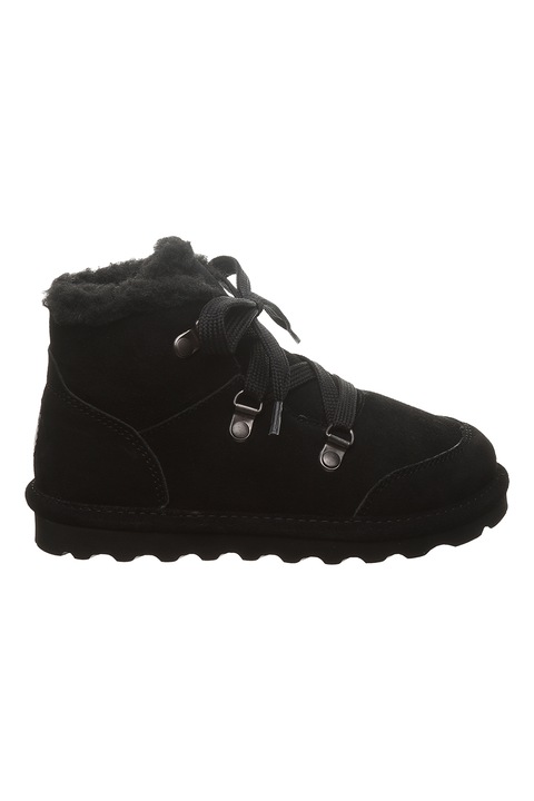 BEARPAW, Велурени боти с връзки и вълна, Черен