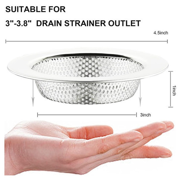 Комплект от 2 части Филтър за мивка от неръждаема стомана, Дизайн с капак, Размери 4.5x1 инча, Сребрист цвят