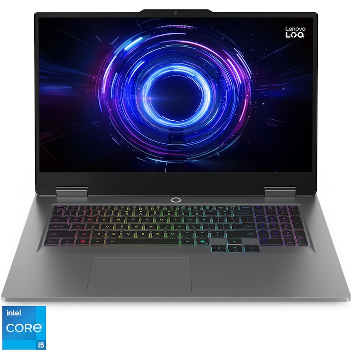 Laptop Gaming Lenovo LOQ 17IRX10 cu procesor Intel® Core™ i5-13450HX pana la 4.6GHz, 17.3'', Full HD, 24GB DDR5, 1TB SSD, NVIDIA® GeForce RTX™ 5050 8GB GDDR7, No OS, Eclipse Black