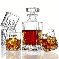Set decantor si pahare whiskey 7 PCS, 1000mL decantor, 6 pahare 200mL, sticla fara plumb, elegant