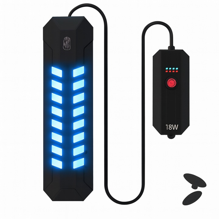 Lampa UV Acvariu YEE‑5572 – 15W, Tub Dublu, Sterilizare UV‑C, Eliminare Alge, Purificare Rapida a Apei, Pentru Acvarii cu Apa Dulce si Marina