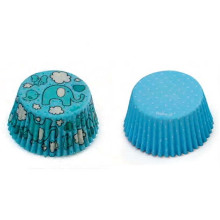 Forme de briose ELEFANT SI BULINE ALBASTRU 50x32mm 36 buc