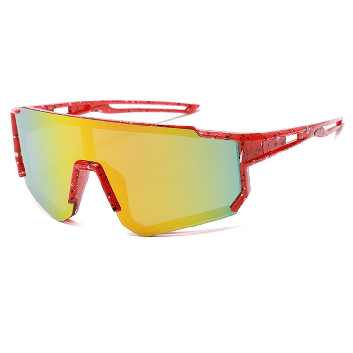 Gyerek kerékpáros szemüveg, Axroad Mall, Színes lencsék, UV400 védelem, Robbanásbiztos, Tükröződésgátló, Félkeretes sportszemüveg, Uniszex, Síeléshez, Éjjellátóhoz, Horgászathoz és Egyéb Sportokhoz, Műanyag, Piros