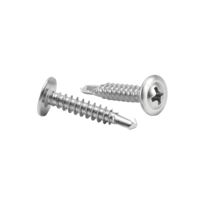 Surub autoforant cap plat si saiba 4.2*19 zincat (set 1000buc)