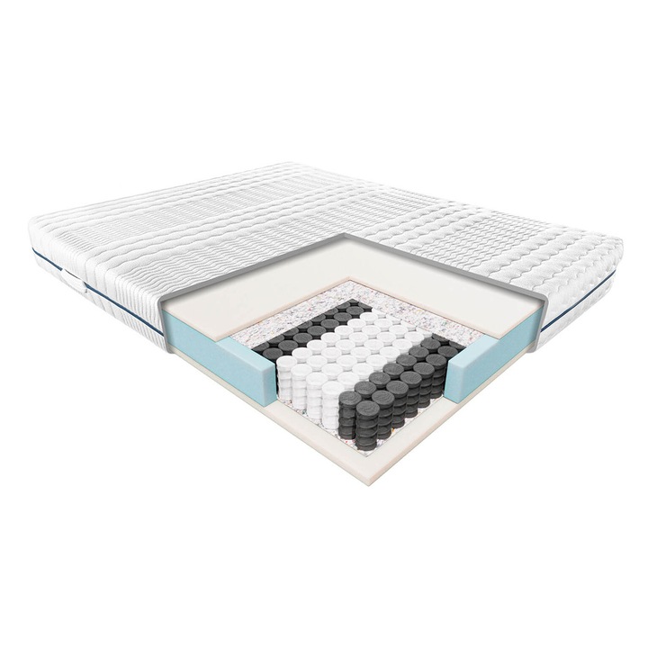 Saltea cu arcuri tip buzunar Janpol Wenus 100x200x18 cm, reversibila, husa Smart, fermitate medie