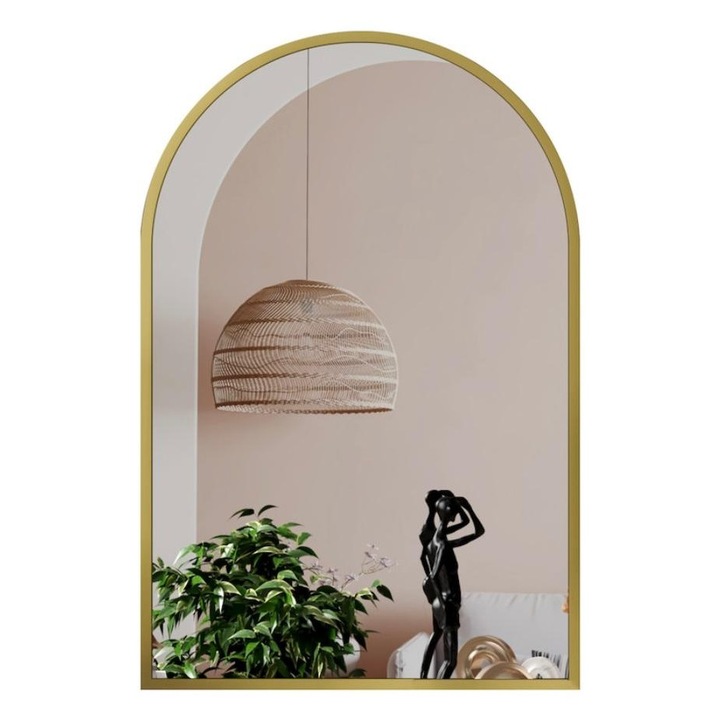 Стенно огледало, тип арка Grace, Marsah Home, 50x70 см, златна метална рамка