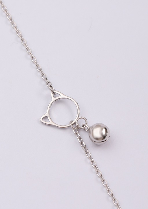 Bratara Dama Argint 925, Bratara Cu Pandantiv Pisica Stil Kawaii Si Clopotel Decorativ, Lant Fin Reglabil 16 Cm Cu Extensie 4 Cm, Bijuterie Jucausa Si Delicata Pentru Femei, Accesoriu Zilnic Cu Simbol Animal, Cadou Valentine’s Day Si 8 Martie, Argintiu