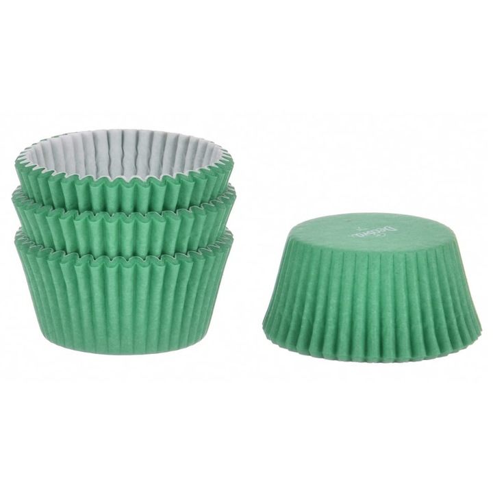 Papilotki pentru prajituri, Decora, set 75 bucati, verde, 5x3,2 cm