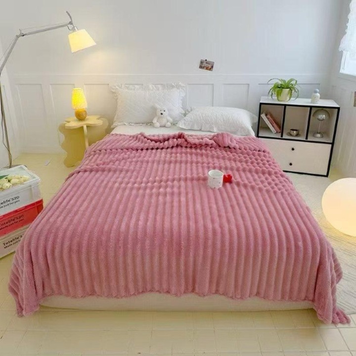 Patura Fina Cocolino, Model Embosat Dungi, Uni, 200x230cm, Roz