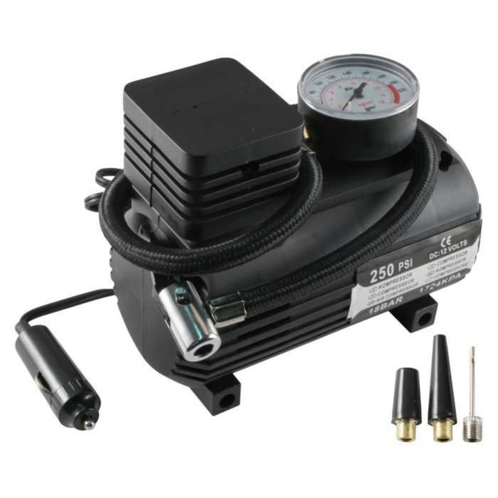 Compresor auto 12V 18 bari, 250 PSI, 3 adaptoare, 4Cars