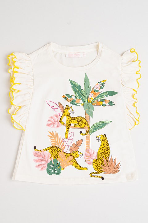 Original Marines, Fodros ujjú póló mintával, Világos rózsaszín/Világoszöld/Törtfehér