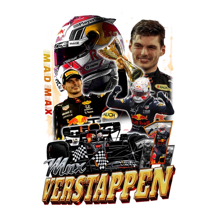 Sticker Max Verstappen Colaj Cu Echipa Red Bull Formula 1, Autoadeziv, Cri-Flo, Marime 6 Cm