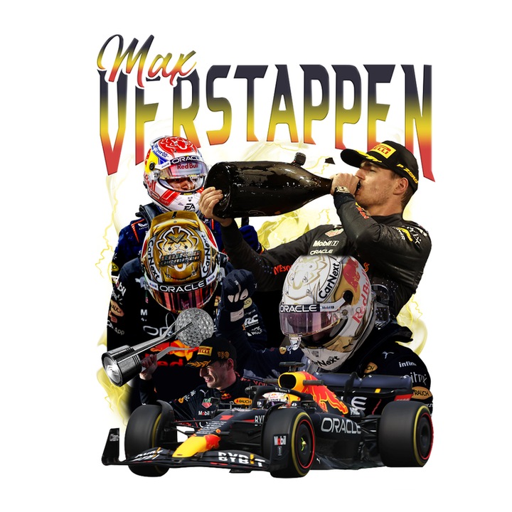 Sticker Max Verstappen Postere Echipa Red Bull Campion Formula 1, Autoadeziv, Cri-Flo, Marime 6 Cm