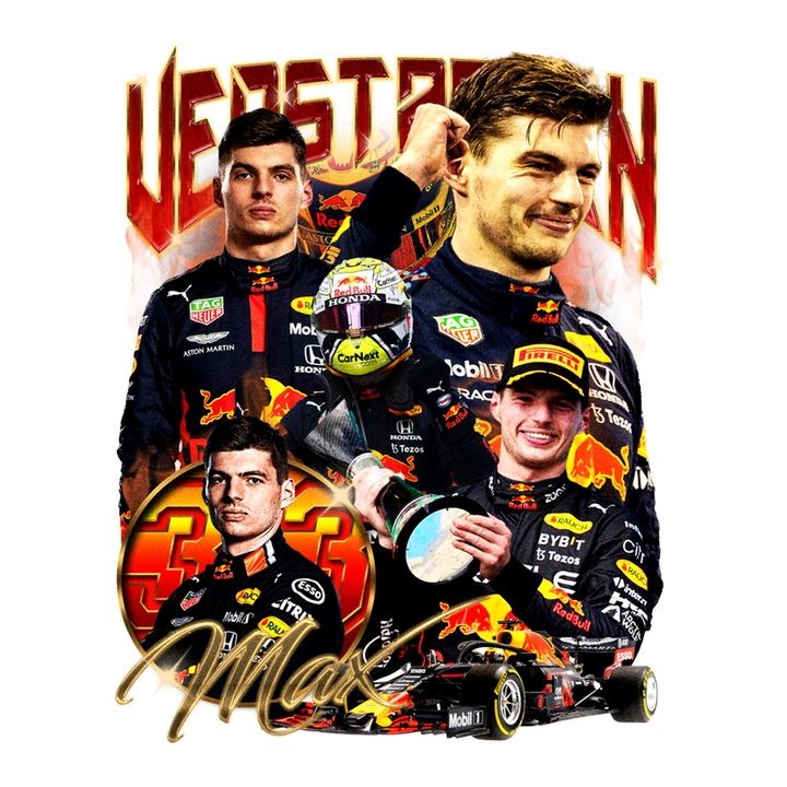 Sticker Max Verstappen Colaj Echipa Red Bull Formula 1, Autoadeziv, Cri-Flo, Marime 10 Cm