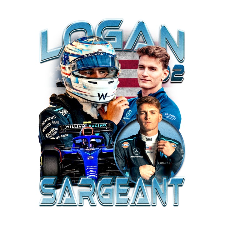Sticker Logan Sargeant Formula 1, Autoadeziv, Cri-Flo, Marime 10 Cm