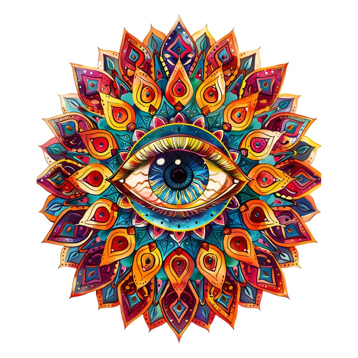 Sticker Ochi Mandala Inflorire Intelepciune Interioara, Autoadeziv, Cri-Flo, Marime 6 Cm