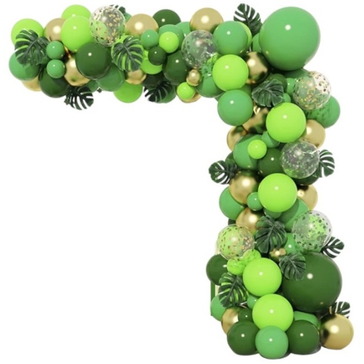 119 darabos lufi girland szett, Cake Land, zöld és arany, biológiailag lebomló, könnyen összeszerelhető