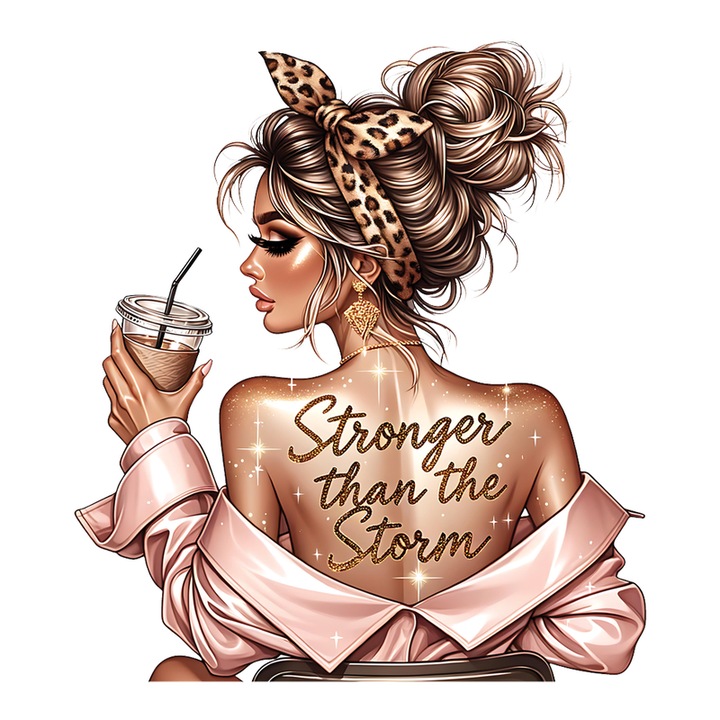 Sticker Boss Girl Stronger Than The Storm, Boss Girl Mai Puternica Decat Furtuna, Autoadeziv, Cri-Flo, Marime 15 Cm