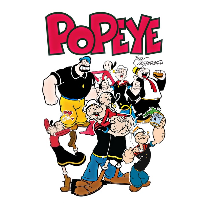 Sticker Popeye Marinarul Puternic Care Iubeste Spanacul, Autoadeziv, Cri-Flo, Marime 6 Cm