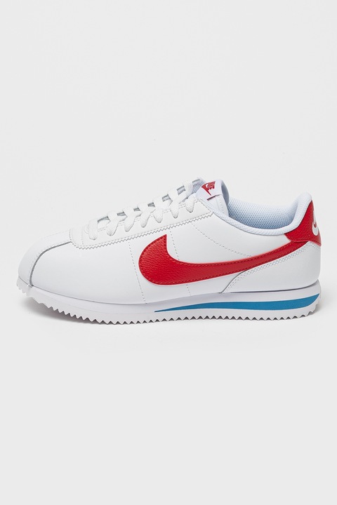 Nike, Cortez bőrsneaker kontrasztos logóval, Piros/Fehér