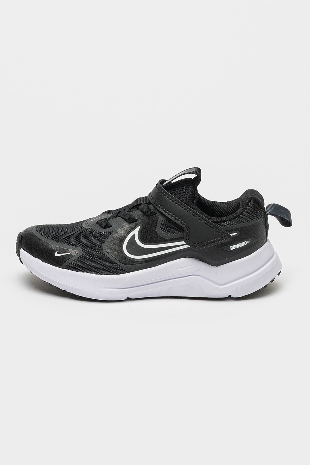 Nike, Pantofi Cosmic cu velcro, pentru alergare, Negru, Alb optic, 32 EU