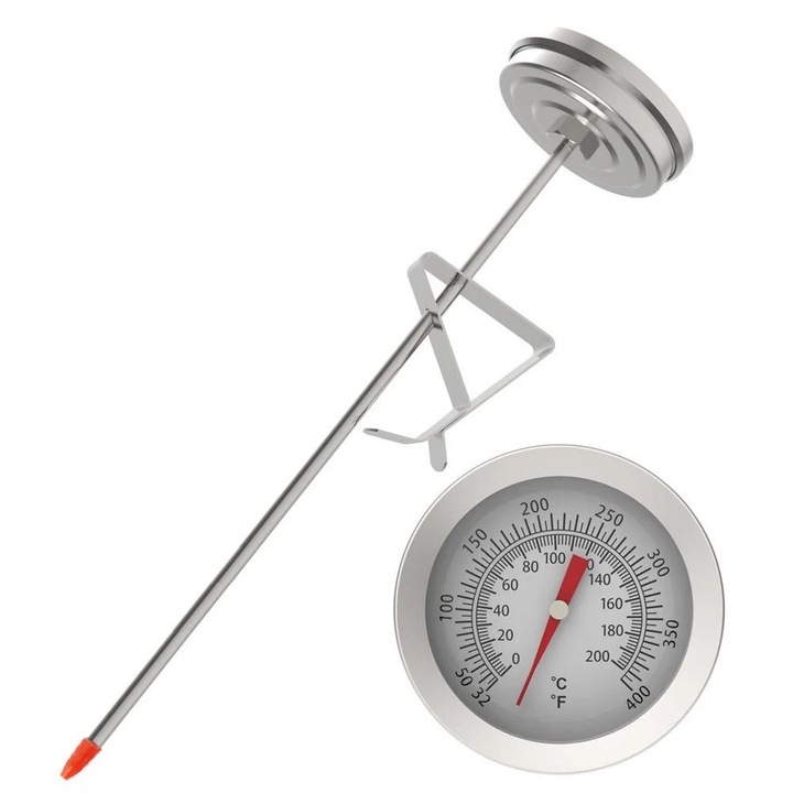 Termometru pentru prajit, YANYXR, inox, 0-200°C, 52mm, 3.8x200mm
