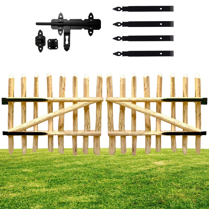 Poarta din lemn pentru gard, 50 x 100 cm, set de 2 bucati