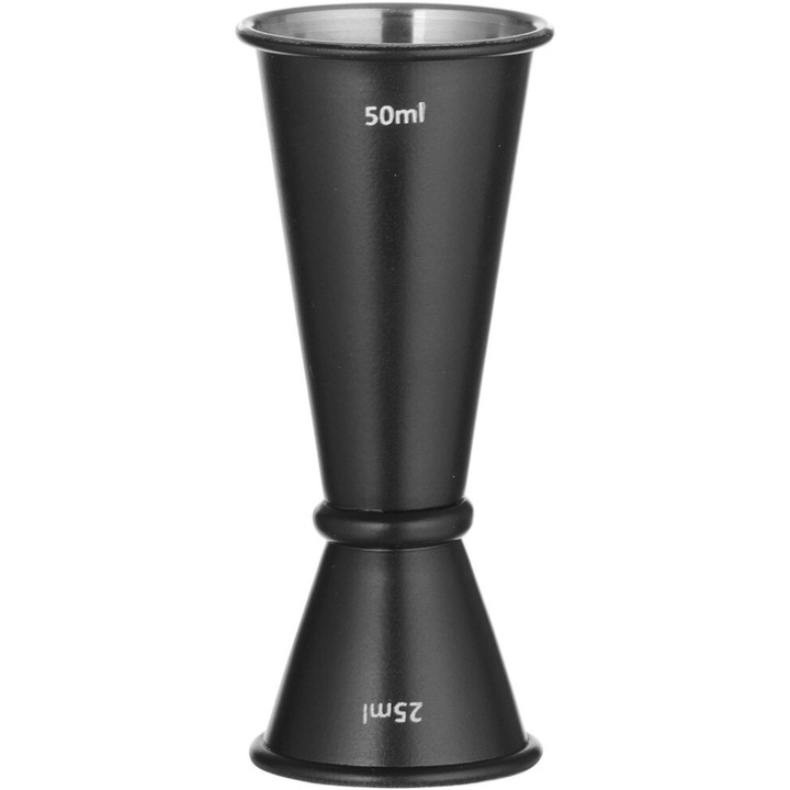 Jigger barman, Bar Up, 25ml/50ml, inox, negru, 45x110mm