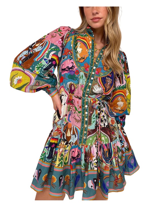 Rochie cu maneci bufante, Floral