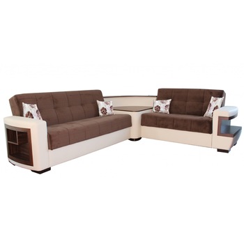 Coltar Extensibil Lima,305x260cm reversibil cu led,maro Coltar Extensibil Lima,305x260cm reversibil cu led,maro
