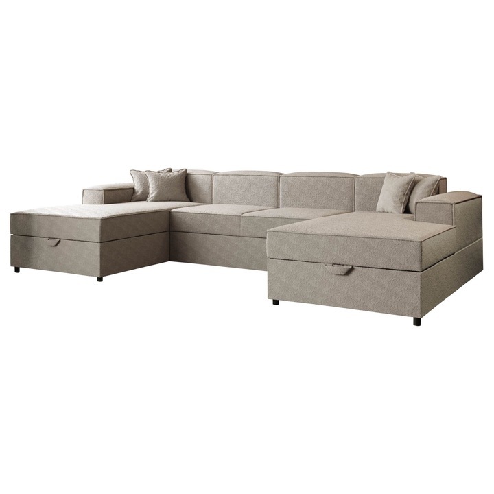 Coltar Sokoz U Boucle, MIRJAN 24, gri, 79x88x320 cm