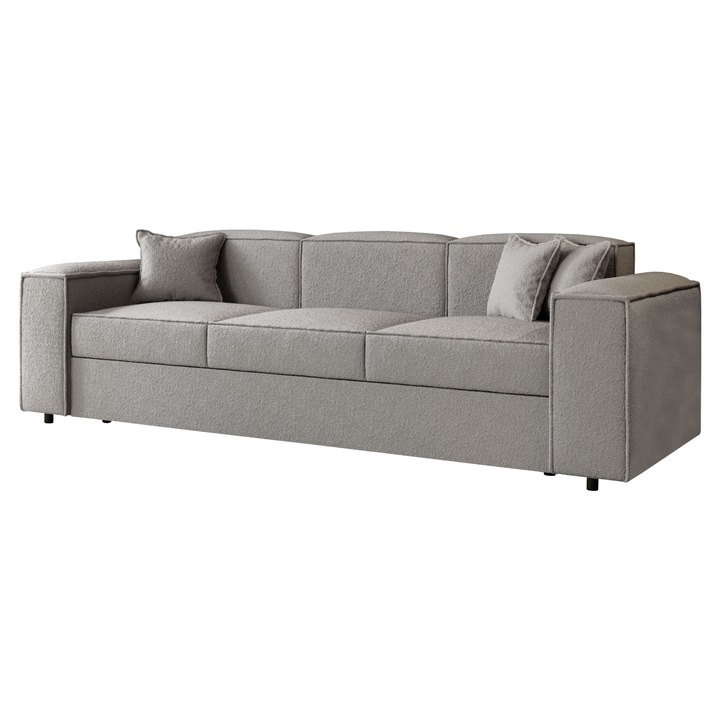 Canapea Sokoz Boucle, MIRJAN 24, gri deschis, 79x88x252 cm