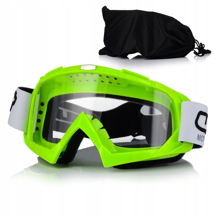 Ochelari motocross/atv/enduro Unit, culoare rama verde, anti fog, Viziera transparent, anti uv