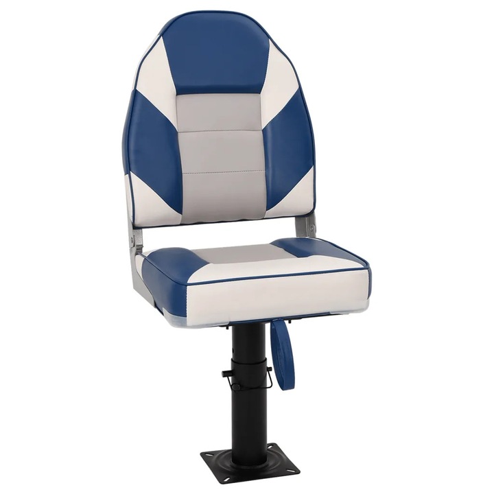 Scaun barca vidaXL pliabil cu spatar inalt, baza rotativa 360°, reglabil 28x45,5cm