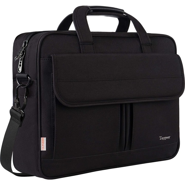Servieta pentru Laptop 15.6 Inch Barbati Impermeabila si Captusita Geanta pentru Laptop Tip Banduliera Accesorii pentru Laptop Servieta pentru Calculator Portabil Taygeer 1073, Negru