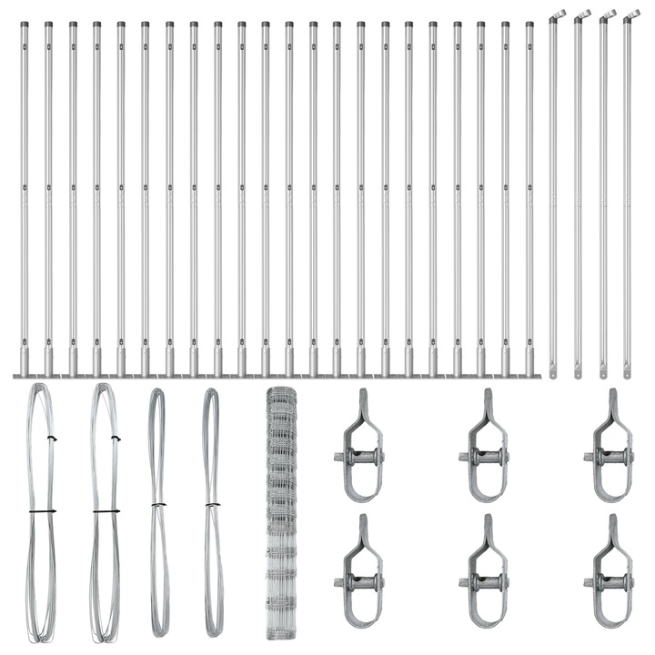 Gard 1,5x50m, vidaXL, panouri din otel zincat, culoare argintie