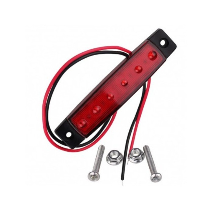 Autójelző lámpa LED-del 12V Piros LG-6SMD-12V-RED