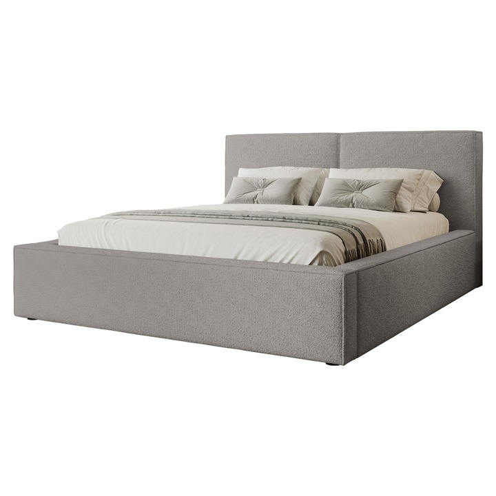 Pat tapitat Sokoz Boucle 200x200, MIRJAN 24, gri deschis, 98x223x220 cm