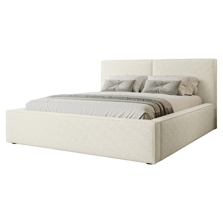 Pat tapitat Sokoz Boucle 160x200, MIRJAN 24, crem, 98x223x180 cm