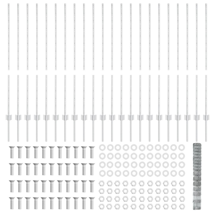 Set gard zincat vidaXL 3 panouri gri 120cm
