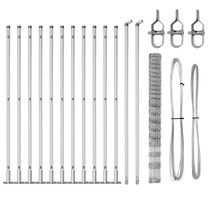 Gard metalic vidaXL 1.6x25m galvanizat gri beton